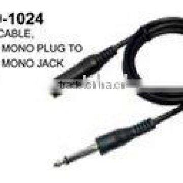 AUDIO CABLE,6.35MM MONO PLUG TO 6.35MM MONO JACK