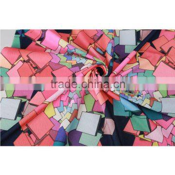 China supplier colorful square design double knit print crepe fabric