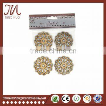 Hollow Out Flower Design Decoration Use Laser engraved Wooden Sticker For Gift