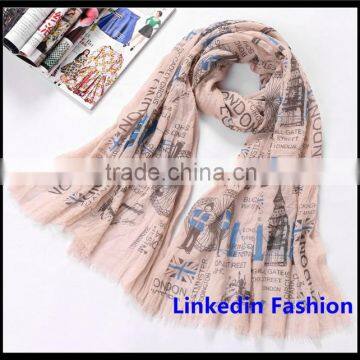 HIGH QUALITY POLYESTER LADY FASHION UK BEN PRINT SCARF