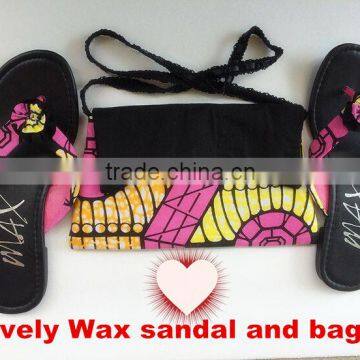 2015 Top one China Ankara Afircan wax print sandals and bags for party