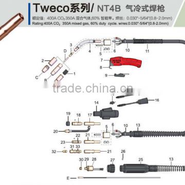 TWECO type super quality MIG/MAG welding torches of NT4B