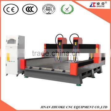 High Precision 3D CNC Stone Carving Machine Stone CNC Router 1300*2500mm With 2 Spindle Head NCStudio Control System ZK-1325