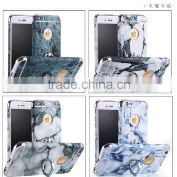 2016 With ring kickstand Luxury 3 in 1 Hard PC Marbling Phone Case Cover For iPhone 5S SE 6 6S Marble Checked Pattern Phone Case