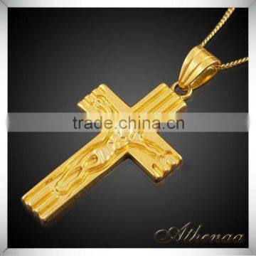 Essential Oil New Design Gold Fashion Jewelry Brass Carved Jesus Cross Pendant photo-2