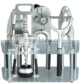 Garlic Presser, Corkscrew, Can Opener, 4 pcs Kitchen Gadget Set