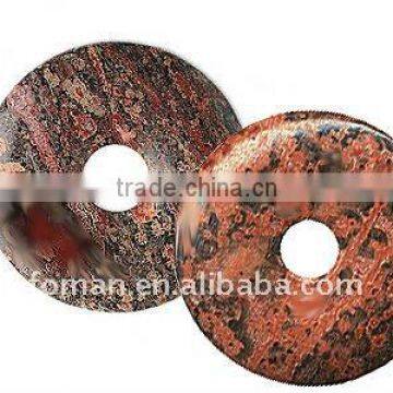 50mm round lepoard jasper semi precious stone donut for necklace