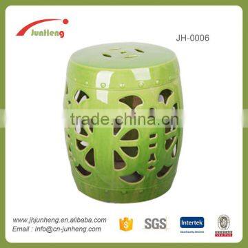 home & garden hollow out green glazed ceramic garden stool