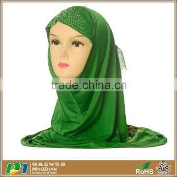 Women Green Custom Made Viscose Instant Hijab Scarf Muslim