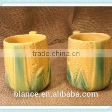 funny ceramic corn shaped coffee mug in 3d design cup