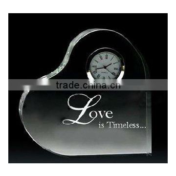 heart shaped crystal clock trphy award