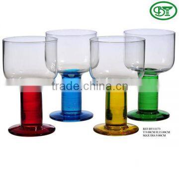 clear ice cream glass cup with colored stem