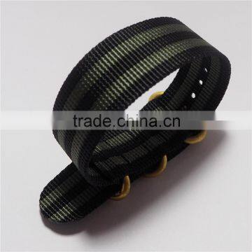 Black Gray Stripe Color PVD Gold 24mm Zulu Watch Strap photo-4