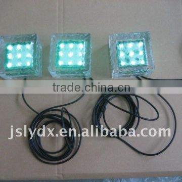 LED solar ice glass brick lightRGB with remote-controller(10*10*5cm 3 pieces per set))