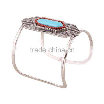 Women Bangle Boho Bohemian Turquoise Antique Maya Style Hollow Wide Cuff Bangles photo-3