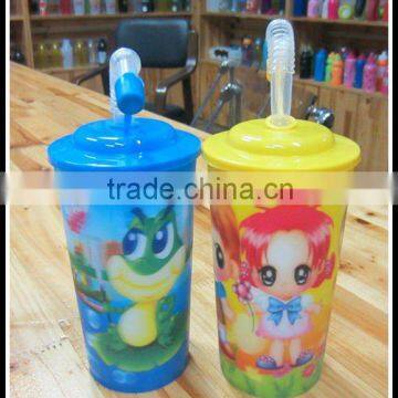 3D cup children straw cup cartoon sippy cups