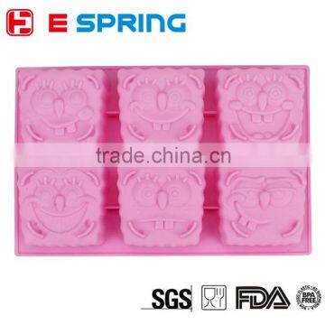 Pink 6 Cavity Catoon Soap SIlicone Mold Handmade Soap Molds