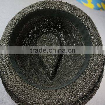 Handmade Corchet Black Paper Grass Straw Jazz Fedora Top Hats photo-2