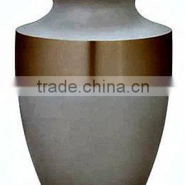 White Gold Solid Brass Metal Cremation Funeral Urn & Keepsake
