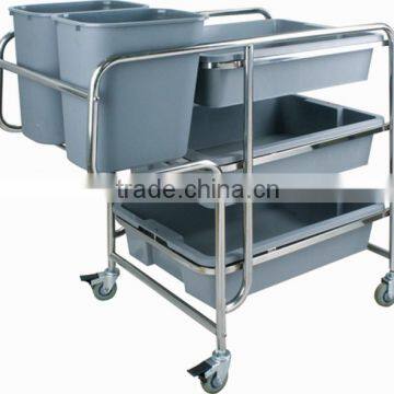 Stainless Steel Restaurant Serving Trolley With Wheel