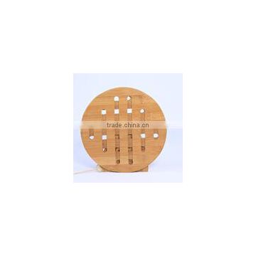 Round Bamboo Wood Heated Drink Carved Coaster