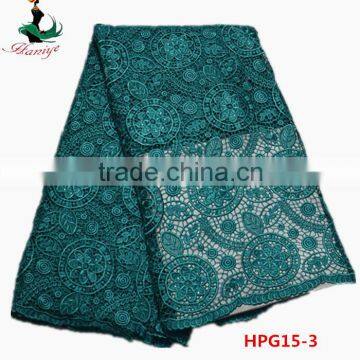 cord embroidery dress lace factory direct guipure lace fabric in green HPG15