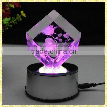 Personalized Engraved Clear 3D Laser Led Crystal For New Year Wedding Gifts Items