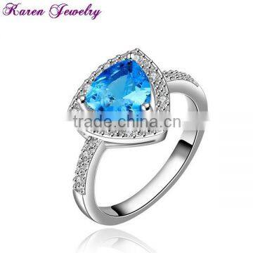 New Big Heart Sapphire Blue Zircon Crystal Ring Party Engagement Wedding Rings for Women Platinum Plated Wedding Ring