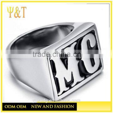 Jingli Jewelry On stock cheap wholesale mens initial letter MC rings (HF-057)