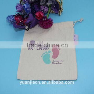 Yuaujie wholesale customized eco-friendly recyclable plain cotton drawstring bag with printing,wholesale cotton shoes bags