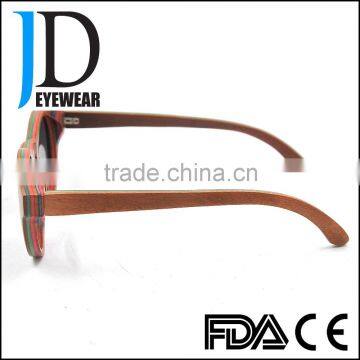 2016 Round Custom Logo Engraved Skateboard Wooden Sunglasses