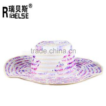 wholesale hat fashion printing lady hat paper straw hat