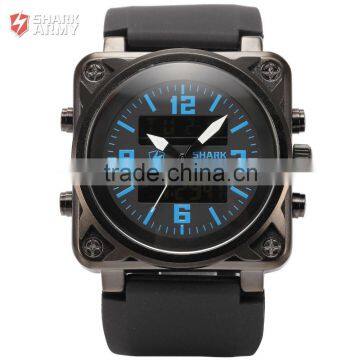 Shark Army Mens Rubber Band Quartz Chrono Analog Military Digital Sport Watch