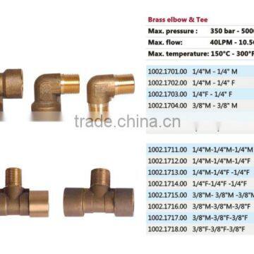 350 bar brass elbow and tee