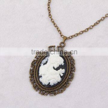 Fashion Jewelry Necklace Steampunk Necklace Skeleton Silhouette Bronze Cameo Pendant 2015 New Made in China Yiwu photo-4