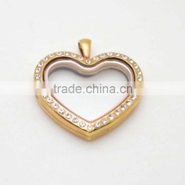 316L Stainless Steel Heart Lockets Crystals for Women