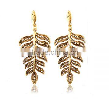 Mexico style jewelry fashion new 2016 Hollow out gold leaf drop earrings X91