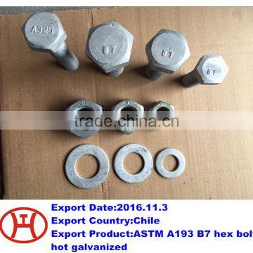 ASTM A193 B7 hex bolt hot galvanized