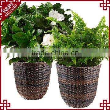 S&D Synthetic Rattan garden pots for sale planting pots cheap , Indoor&Outdoor Rattan Flower Pot , stackable plastic garden pots