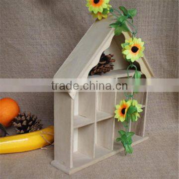 Home Decorative House Shaped Wooden Craft Compartment Shelf Boxes photo-4