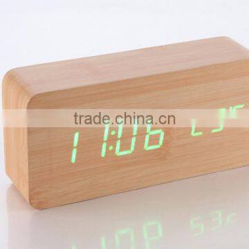 HOT !!!LED Clock Bell Wood Creative LED Clock Acoustic Wooden Clock photo-3