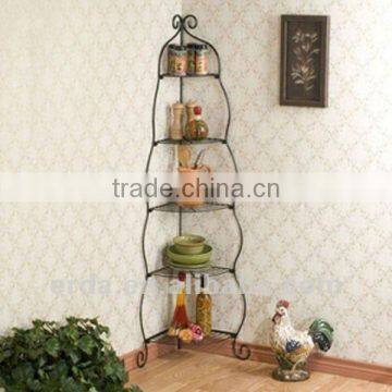 Scrolled Corner Durable Decorative Metal Storage Shelves