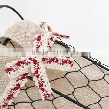 Small Rustic Tall Wire Basket With Handle for Storage photo-3