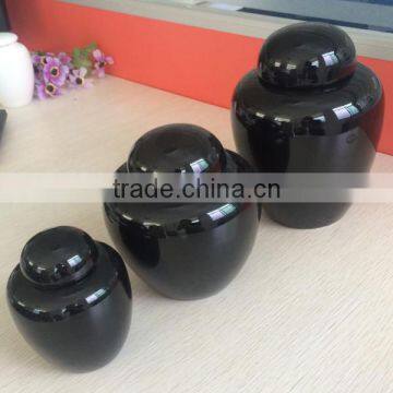 Same style 3 different size Black galazed ceramic funeral pet ashes urns