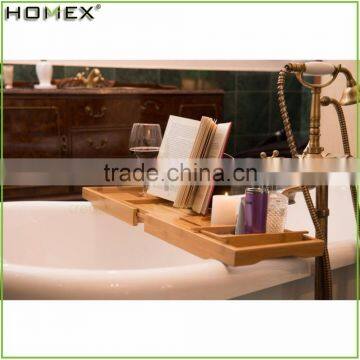 Bamboo Bathtub Caddy Bathroom Bath Tray with Extensible Sides/Homex_FSC/BSCI Factory