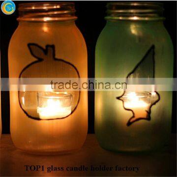 Halloween Party Favor Frosted Glass Candle Jars Painted Mason Jars photo-2