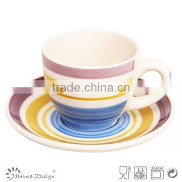 Cup Saucer Silk Screen High Quality Modern Design Top Sale Whloe Sale With Strips photo-3