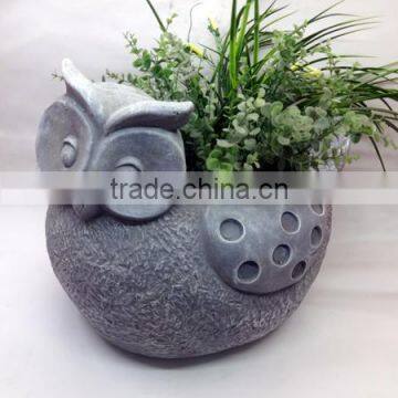 Modern Garden Decor Fashionable Style Animal Design Owl Flowerpot Resin Statue