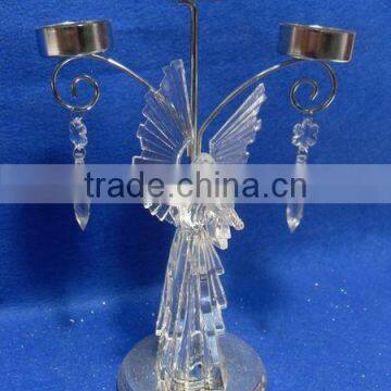 clear Acrylic angel with iron candle holders Xmas ornament decorations