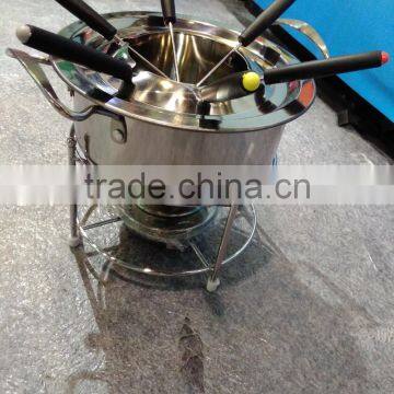 Hot Sale Stainless Steel Round Cheese/chocolate Fondue Set With Fork photo-5